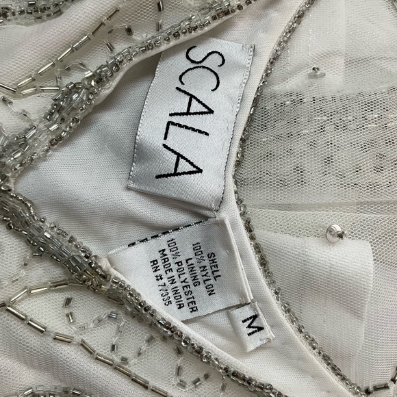 Scala Vintage Sequin Mesh Overlay V-Neck Top Sz M - Picture 5 of 7